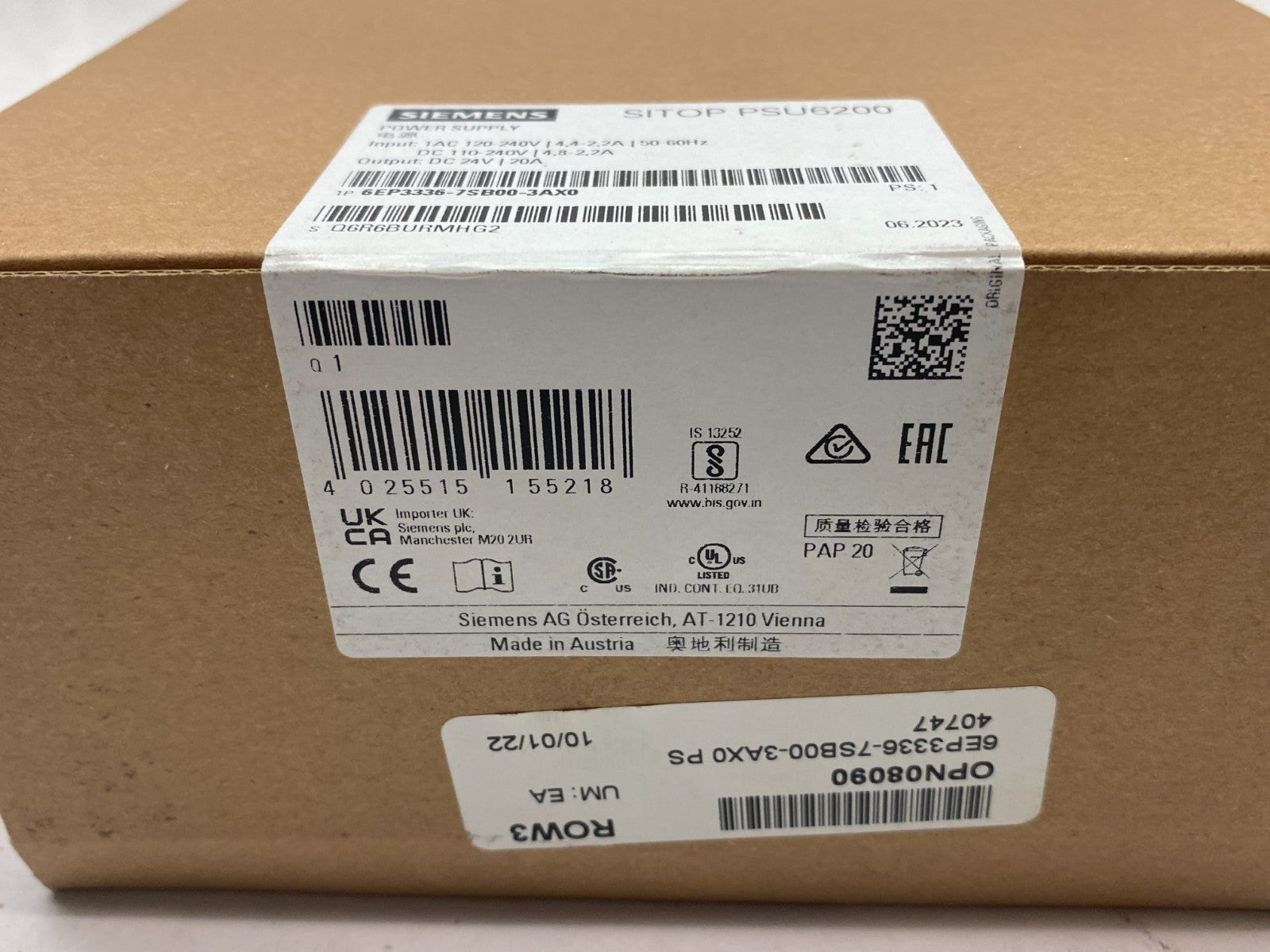 Siemens 6EP3336-7SB00-3AX0 SITOP PSU6200 Stabalized Power Supply 24 V/ 10 A - Maverick Industrial Sales