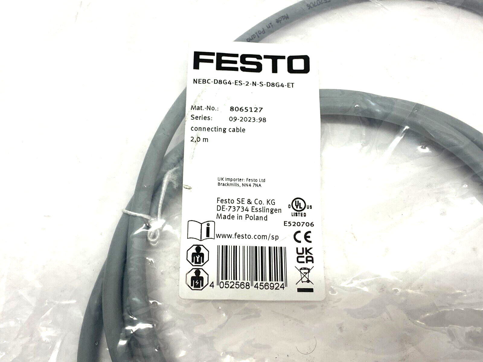 Festo NEBC-D8G4-ES-2-N-S-D8G4-ET Double Ended Connecting Cable 8065127 - Maverick Industrial Sales