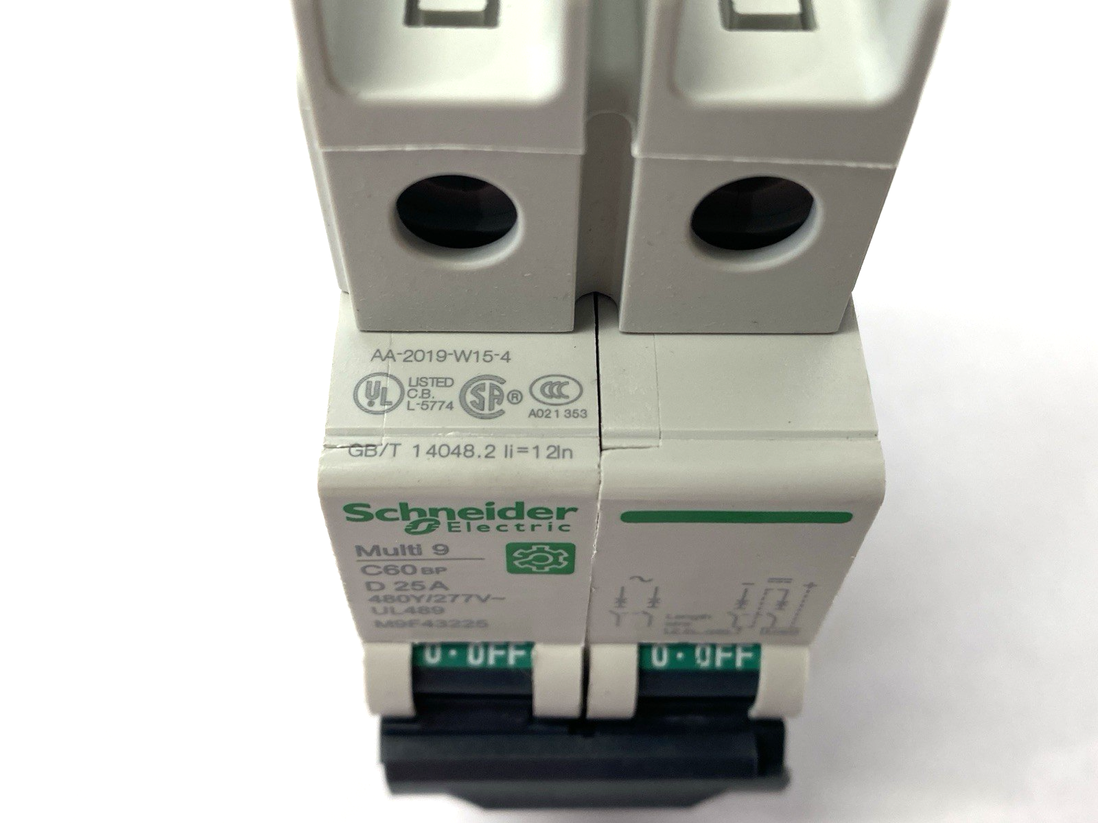 Schneider Electric M9F43225 Miniature Circuit Breaker Multi9 2-Pole 277/480V 25A - Maverick Industrial Sales