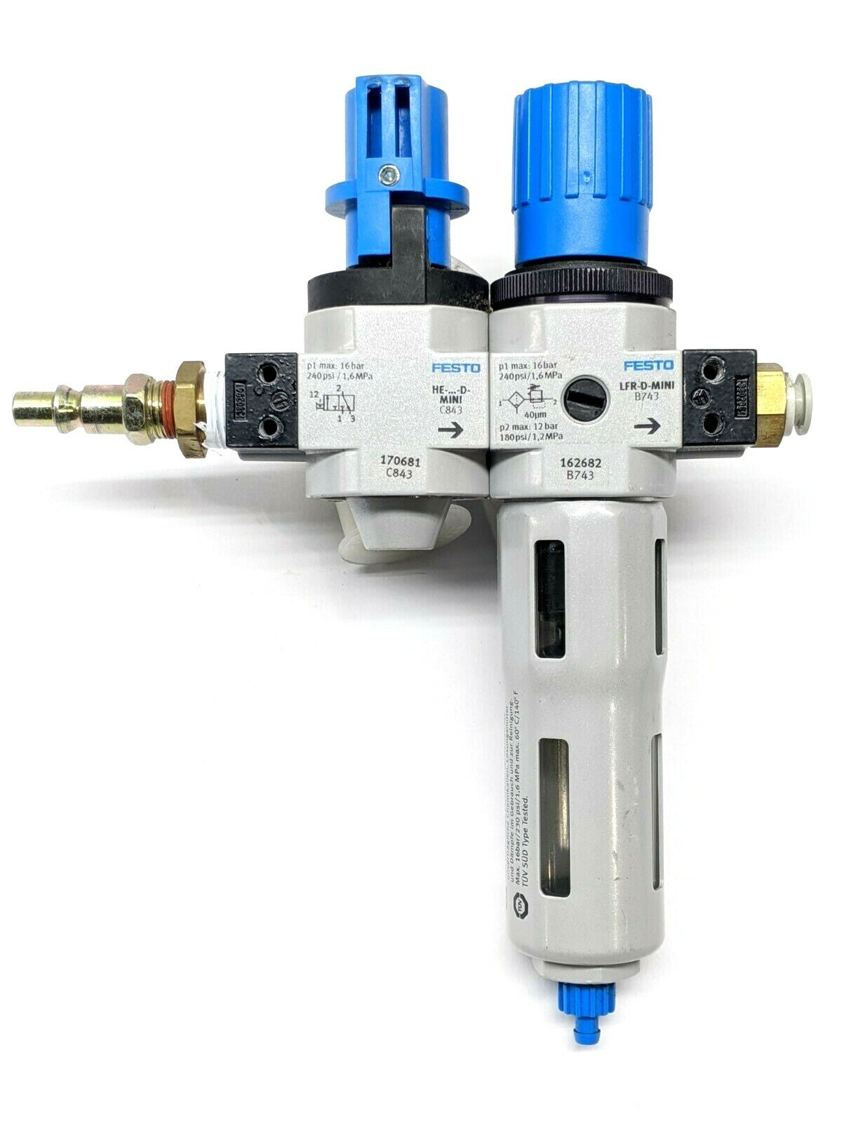 Festo 162682 Filter Regulator 170681 Shut Off Valve - Maverick Industrial Sales