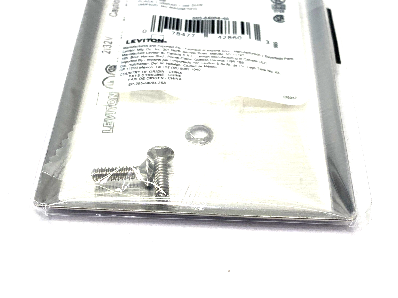 84004-40 | Leviton 1-Gang Wallplate, Standard Size, Non-Magnetic SS LOT OF 4 - New - Maverick Industrial Sales