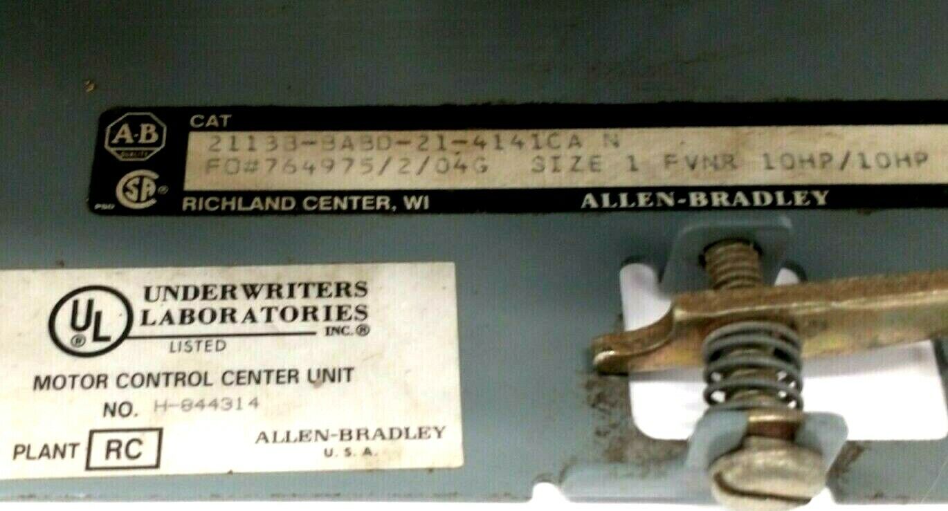 Allen Bradley 2113B-BABD-21-4141CA N Motor Control Center Unit 3PH 10HP 480V - Maverick Industrial Sales