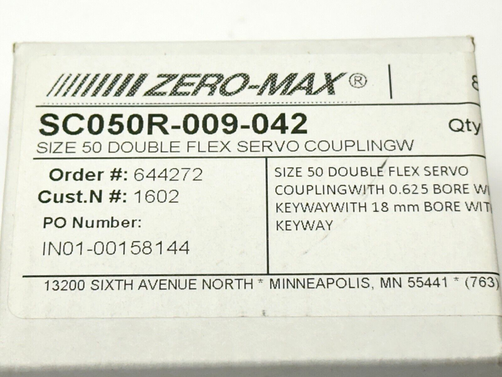 Zero-Max SC050R-009-042 Size 50 Double Flex Servo Coupling - Maverick Industrial Sales