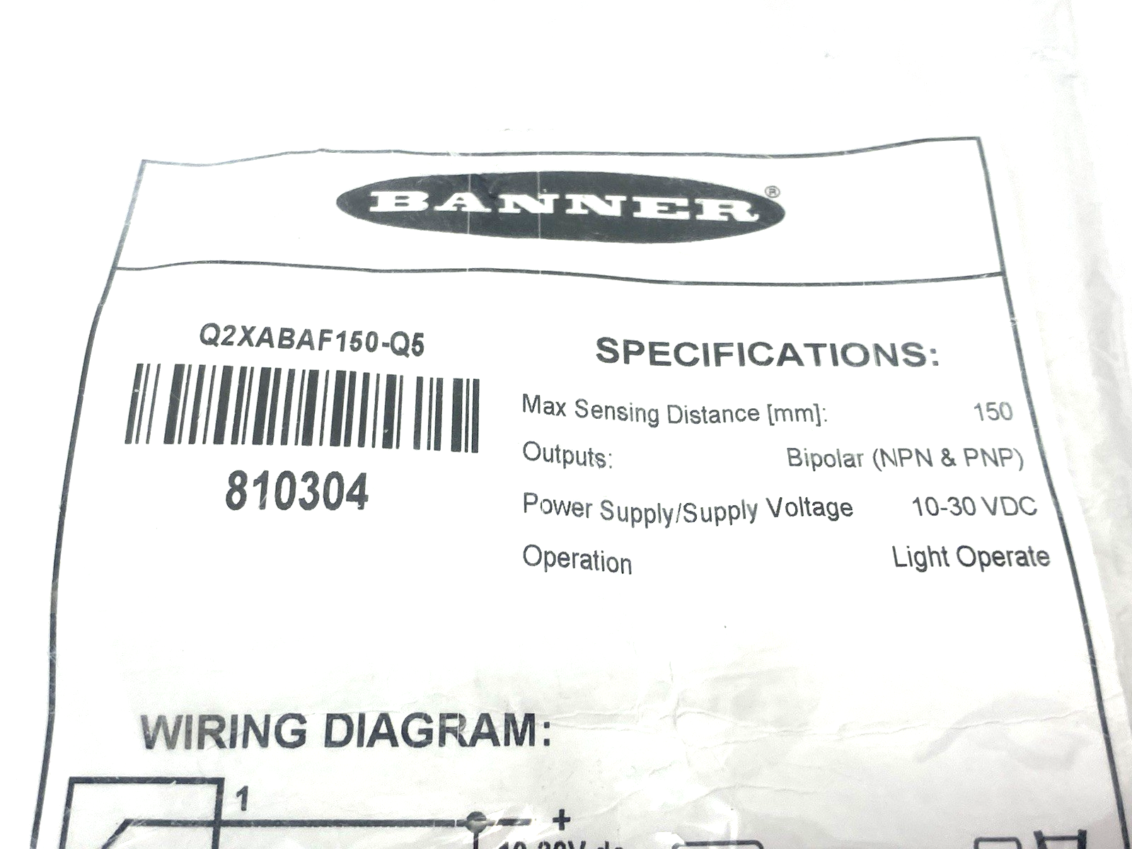 Banner Q2XABAF150-Q5 Adjustable Field Sensor Output: LO (Light Operate) 810304 - Maverick Industrial Sales