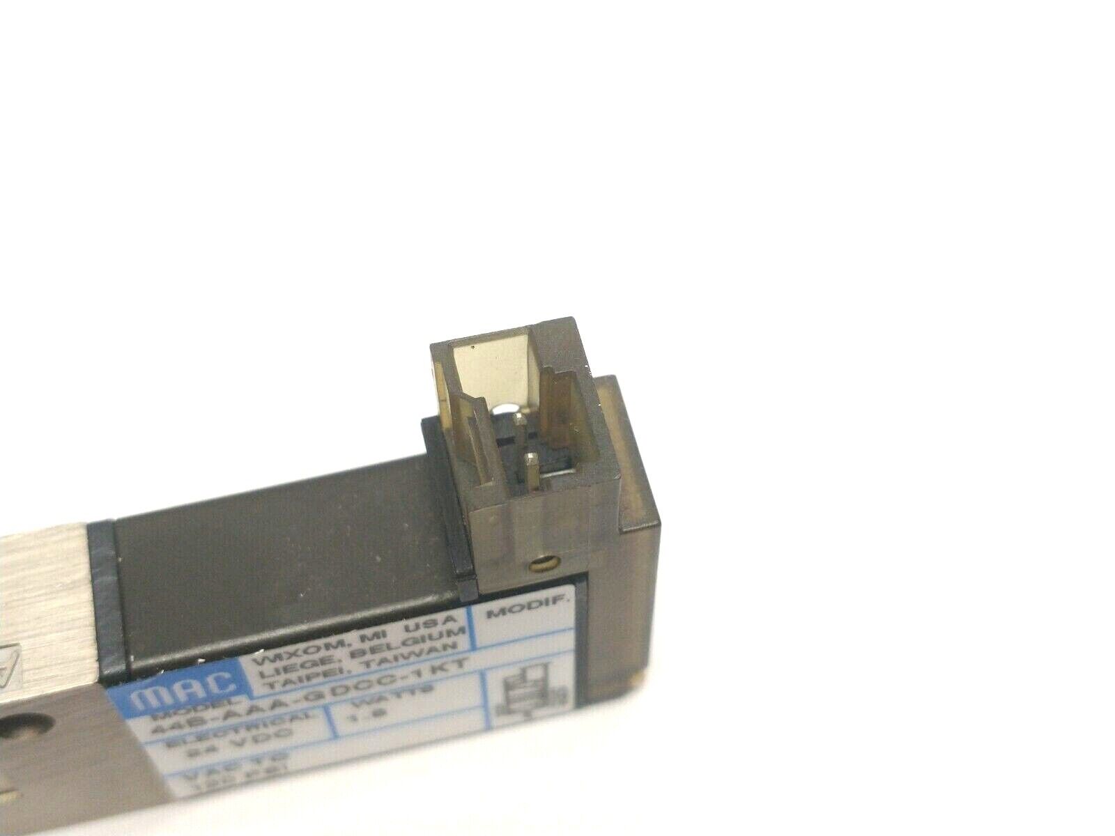 MAC Valves 44B-AAA-GDCC-1KT Solenoid Operated 4-Way Poppet Valve 24V 10-32 Ports - Maverick Industrial Sales