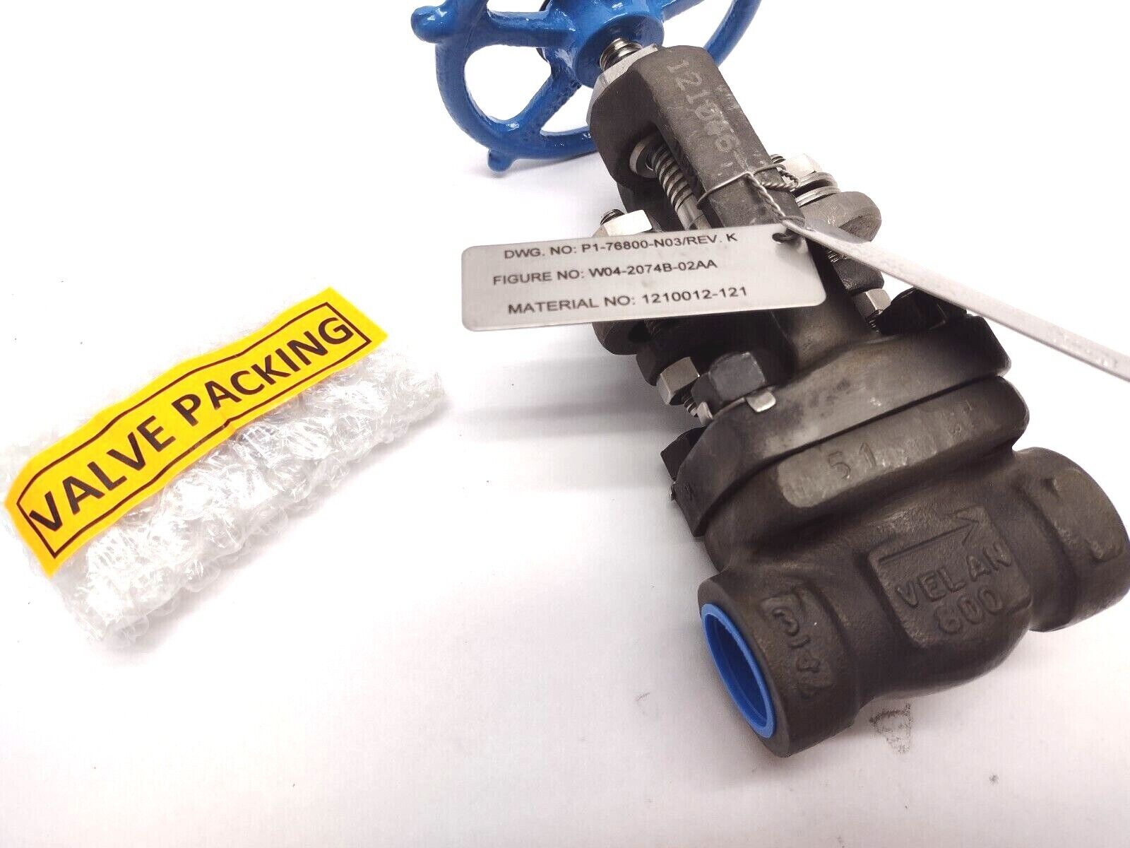 Velan W04-2074B-02AA 3/4" Manual 800 Series Steel Globe Valve1975 PSIG A105N - Maverick Industrial Sales