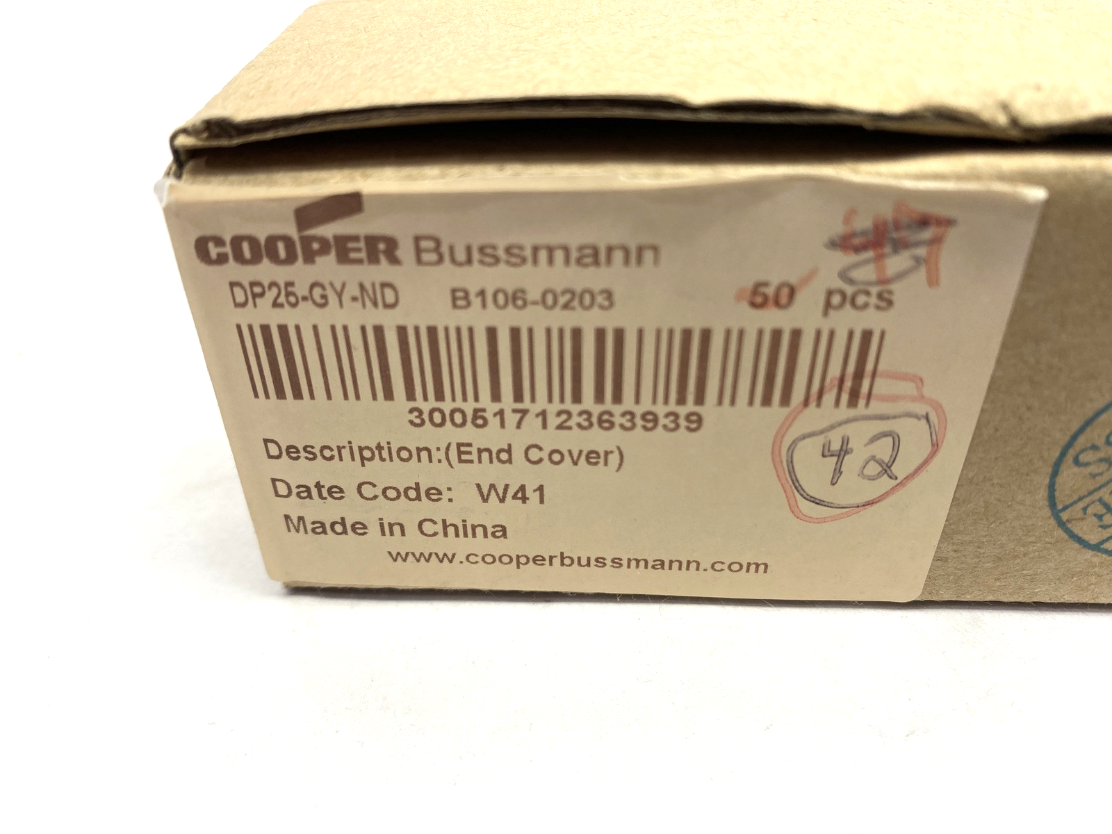 Cooper Bussmann DP25-GY-ND Terminal End Cover PACKAGE OF 42 - Maverick Industrial Sales