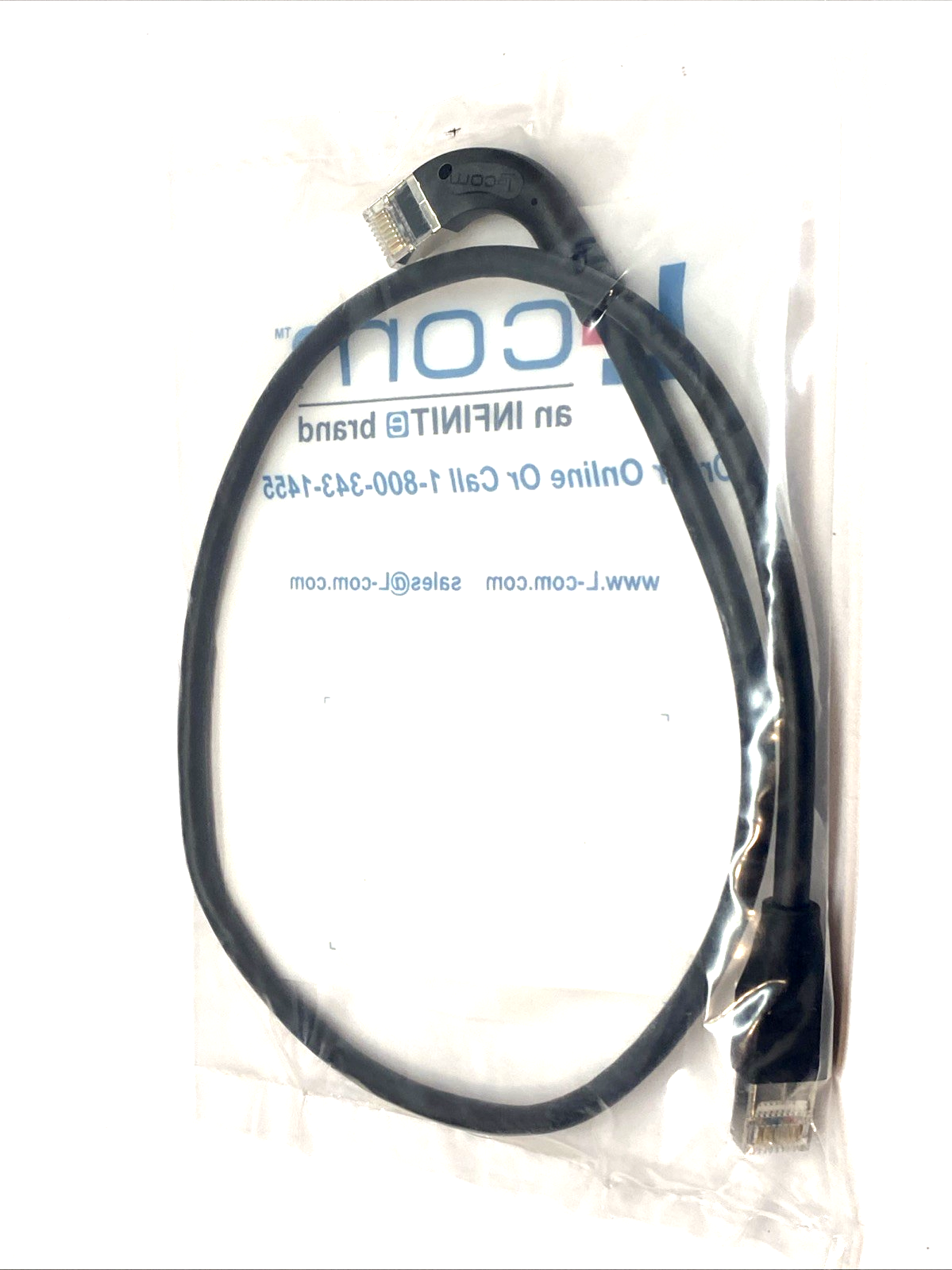 L-Com TRD815SRA6BLK-2 Cat5e Shielded Patch Cable 2ft RA-to-Straight RJ45 - Maverick Industrial Sales