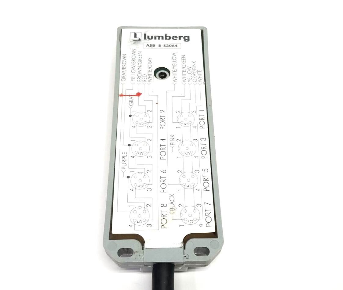 Lumberg Automation ASB 8-S3064/5M 8-Port Passive Junction Box M12 5-Pin - Maverick Industrial Sales