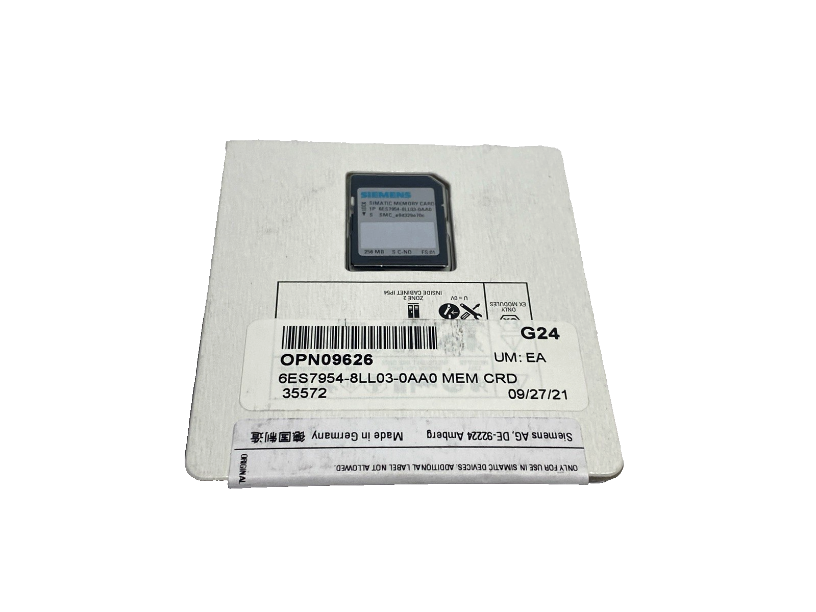 Siemens 6ES7954-8LL03-0AA0 SIMATIC S7 Memory Card S7-1x00 CPU, 3 3 V Flash 256MB - Maverick Industrial Sales