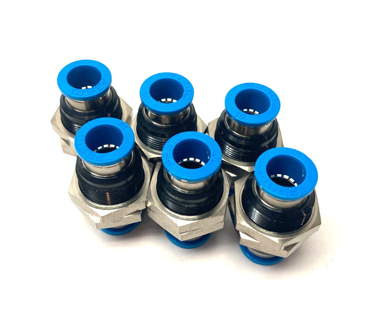 Festo QSS-10 Push-In Bulkhead Connector 10mm Tube 153160 LOT OF 6 - Maverick Industrial Sales