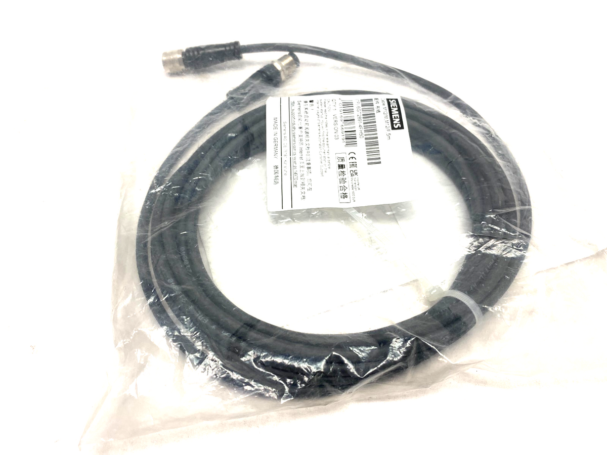6GT2891-4FH50 | Siemens SIMATIC RF MV Plug-In Cable M12/M to M12/F, 5m Length - New - Maverick Industrial Sales
