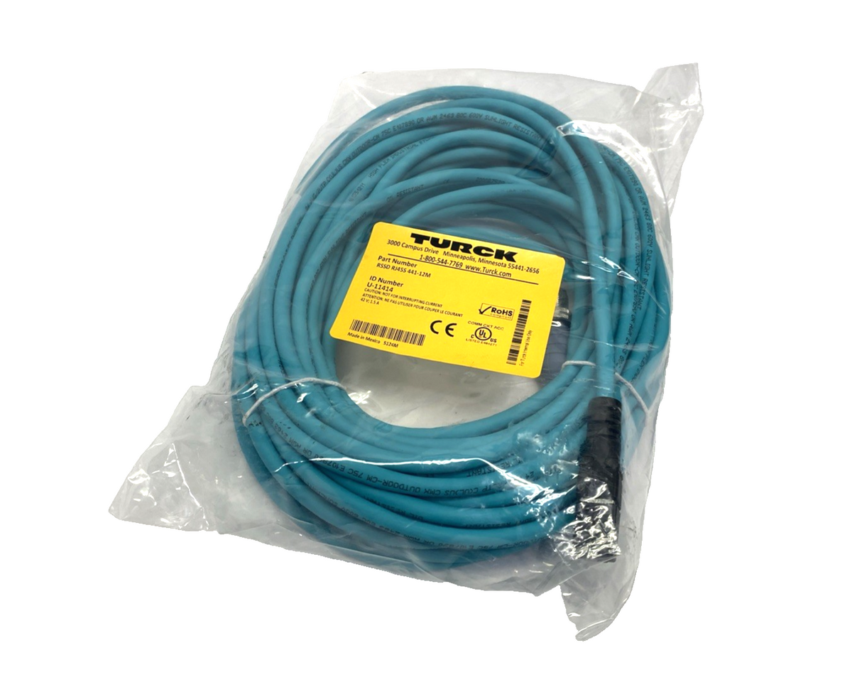 Turck RSSD RJ45S 441-12M Ethernet Cable M12 Male 4-Pin - RJ45 12m U-11414 - Maverick Industrial Sales