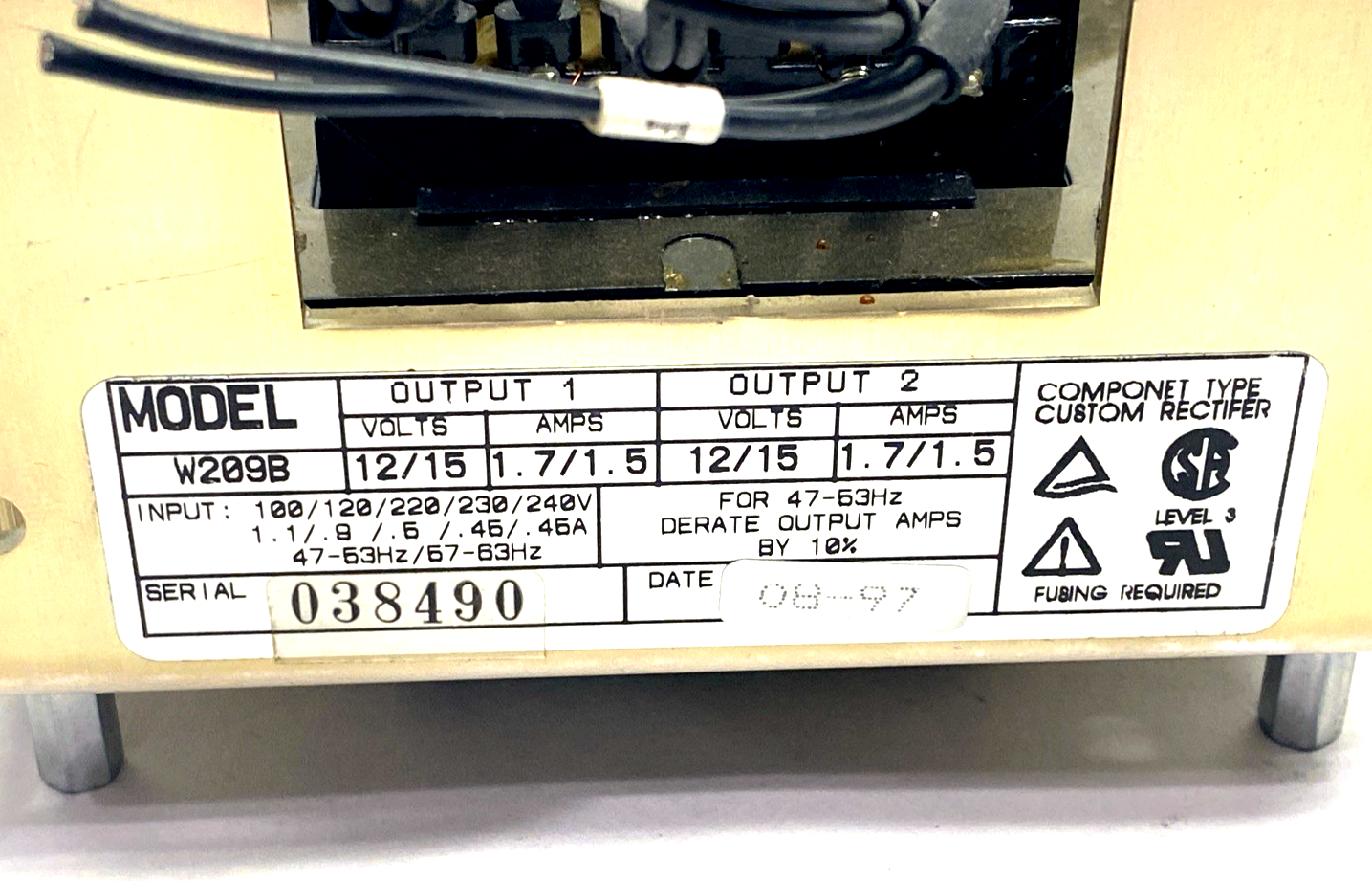 Deltron W209B Power Supply 100-240VAC In, 12/15V 1.7/1.5A Dual Out NO COVER - Maverick Industrial Sales