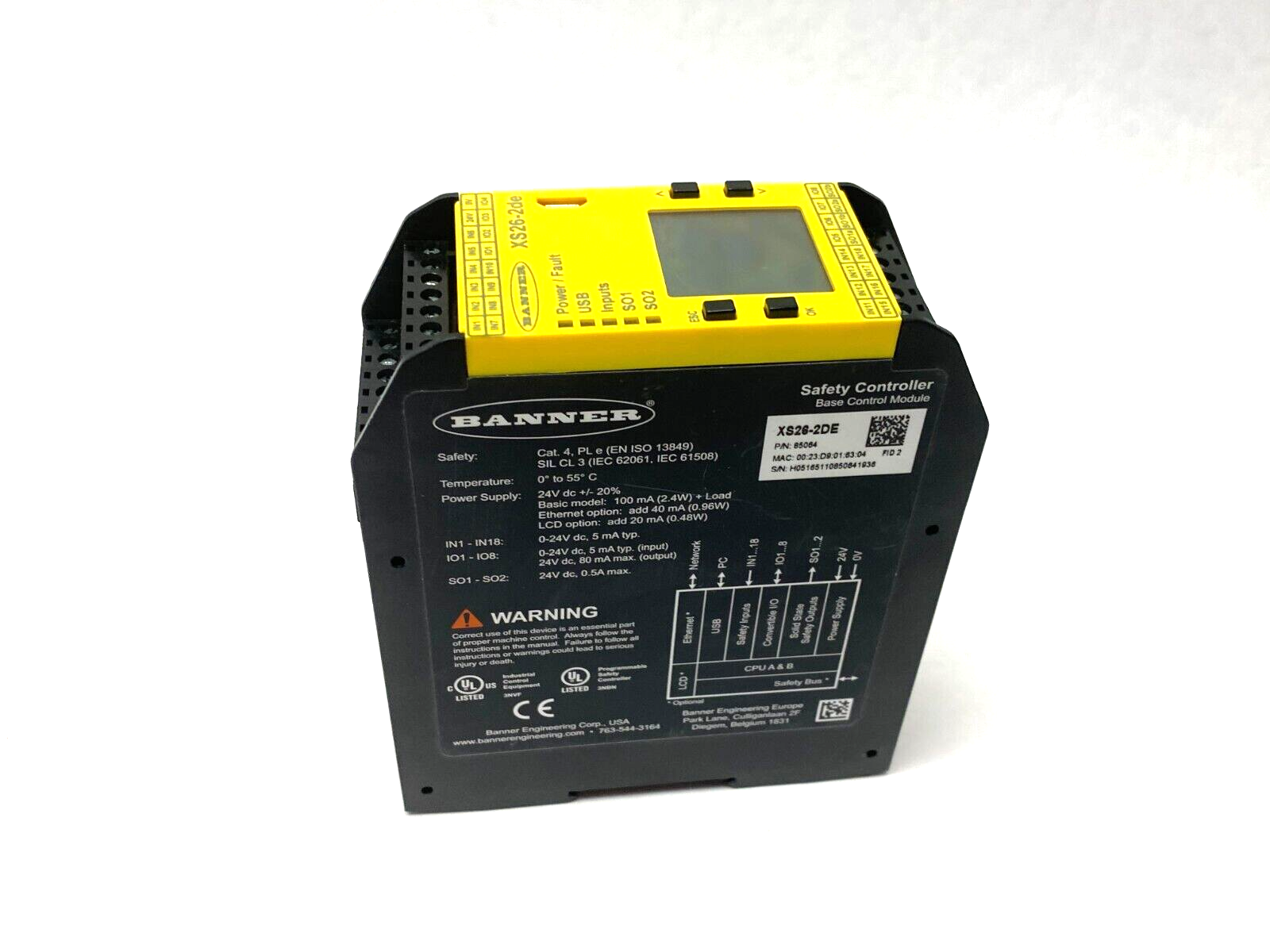 Banner XS26-2DE Expandable Safety Controller, Pair of PNP Safety Outputs 85064 - Maverick Industrial Sales