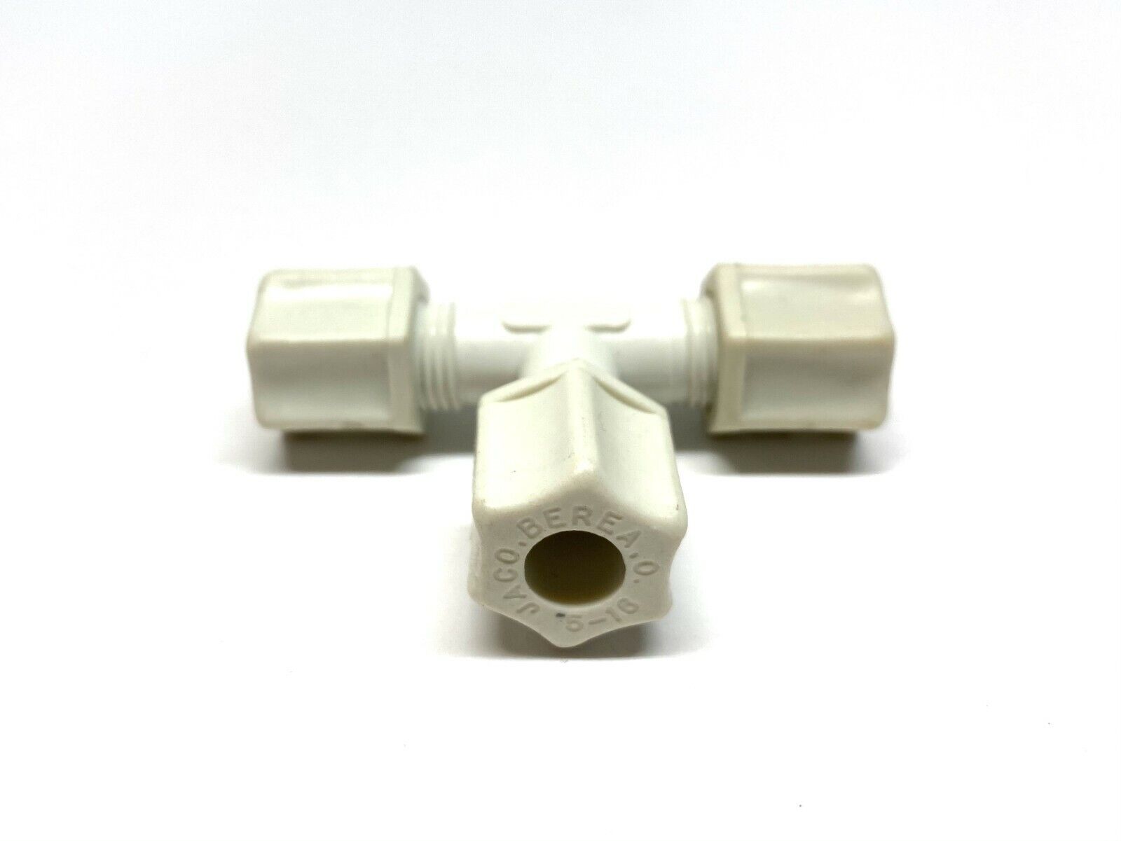 Jaco 70-5-M-N Union Tee Fitting 5/16" Tube 1/2-20" Thread White - Maverick Industrial Sales