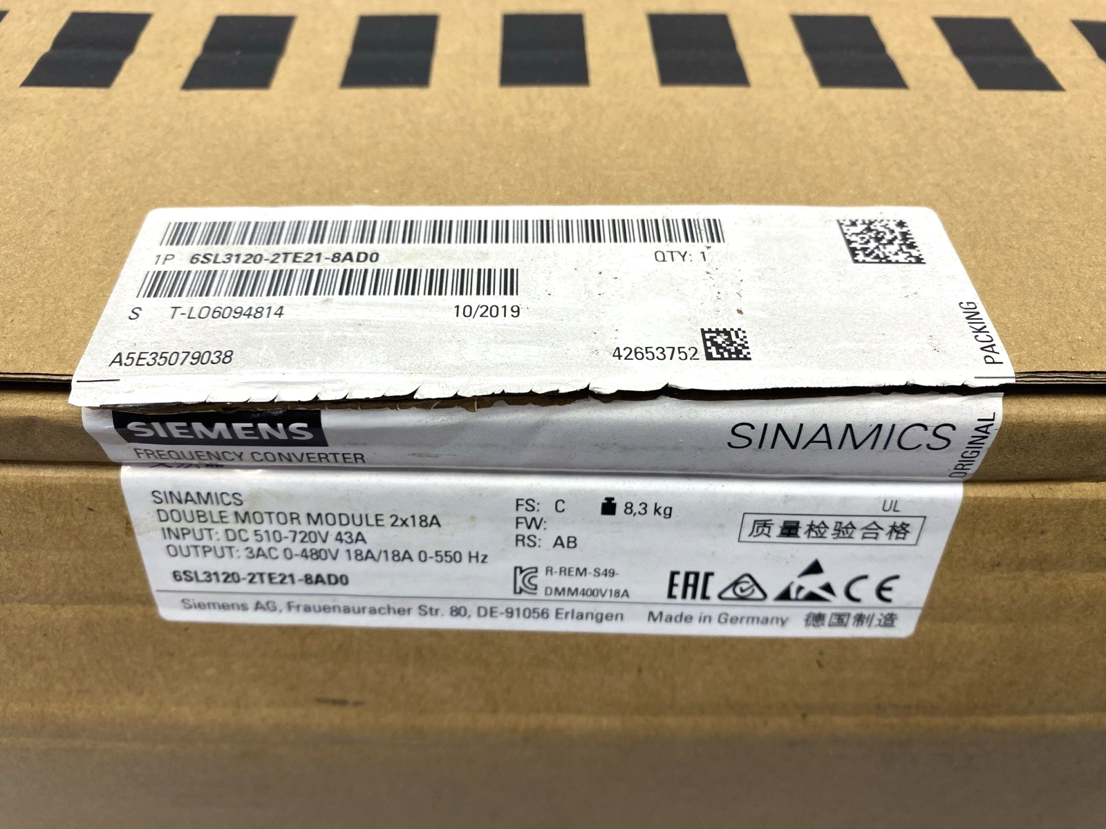 Siemens 6SL3120-2TE21-8AD0 SINAMICS S120 Frequency Converter Double Motor Module - Maverick Industrial Sales