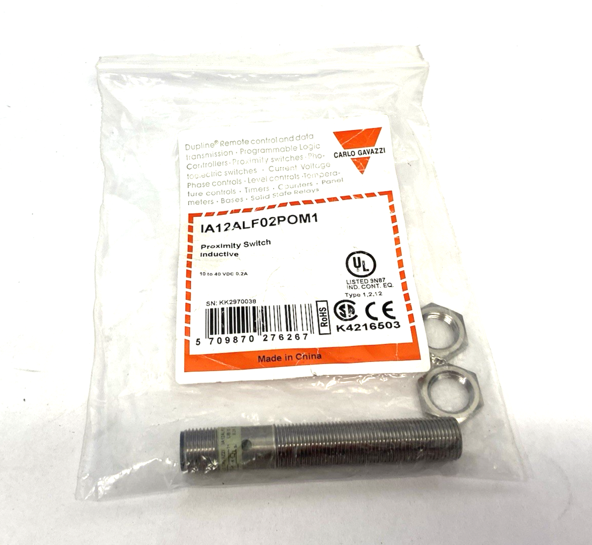 IA12ALF02POM1 | Carlo Gavazzi Inductive Proximity Sensor, 2mm Flush Mount - New – Open box - Maverick Industrial Sales