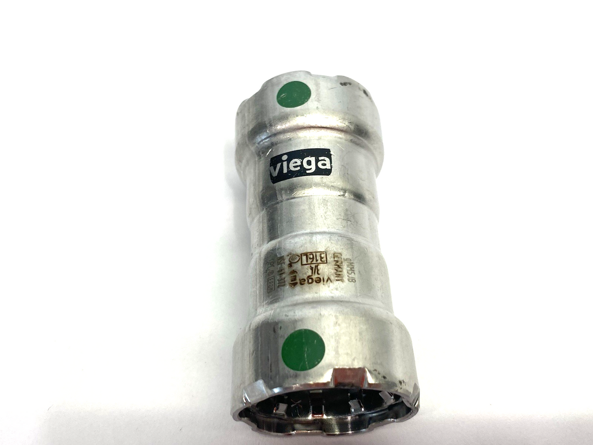Viega 90290 MegaPress 316 Coupling, P x P - Model 5115, Smart Connect 3/4" - Maverick Industrial Sales