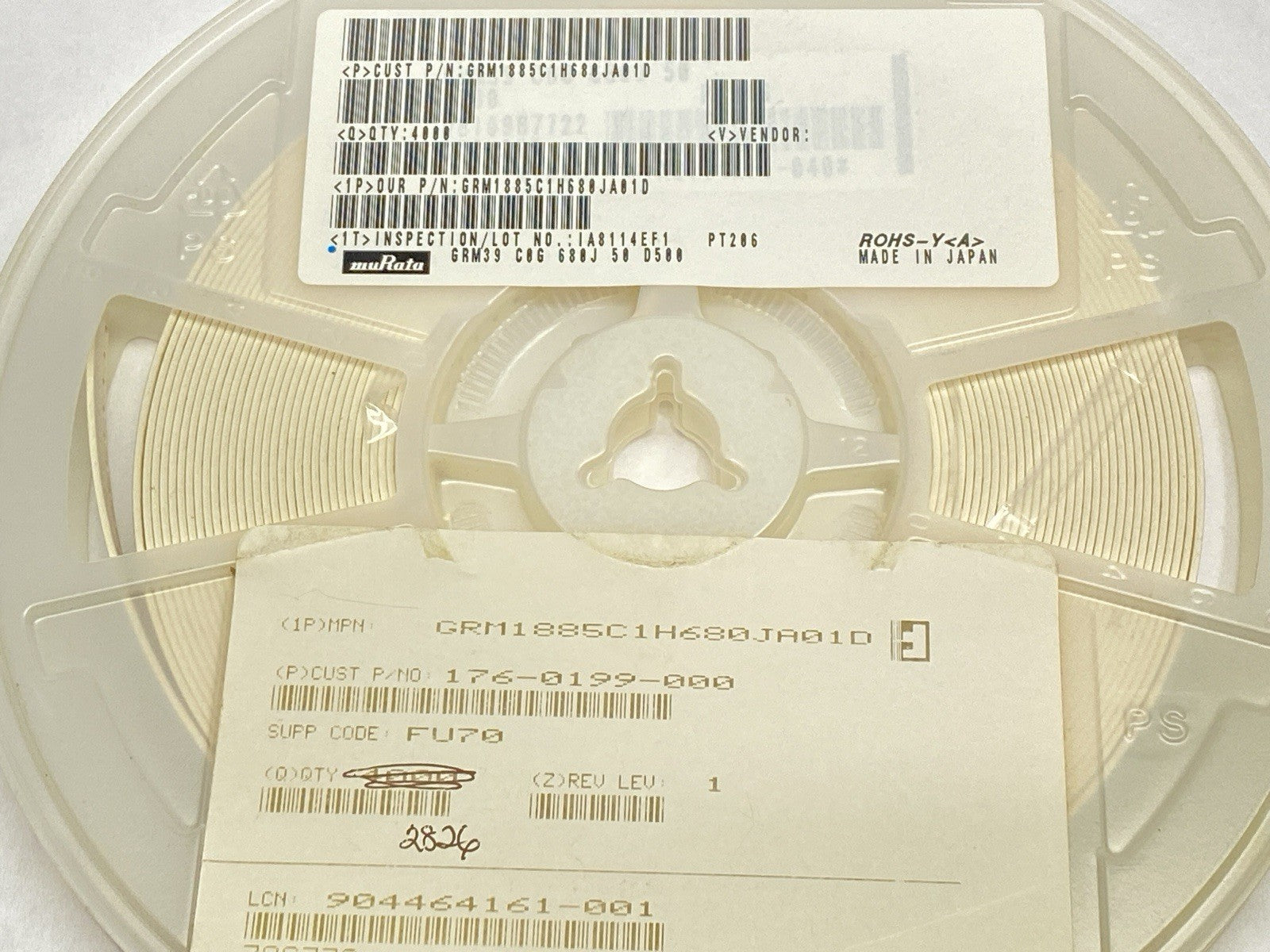 GRM1885C1H680JA01D Ceramic Capacitor 68 pF ±5% 50V 2826 QTY REEL - Maverick Industrial Sales