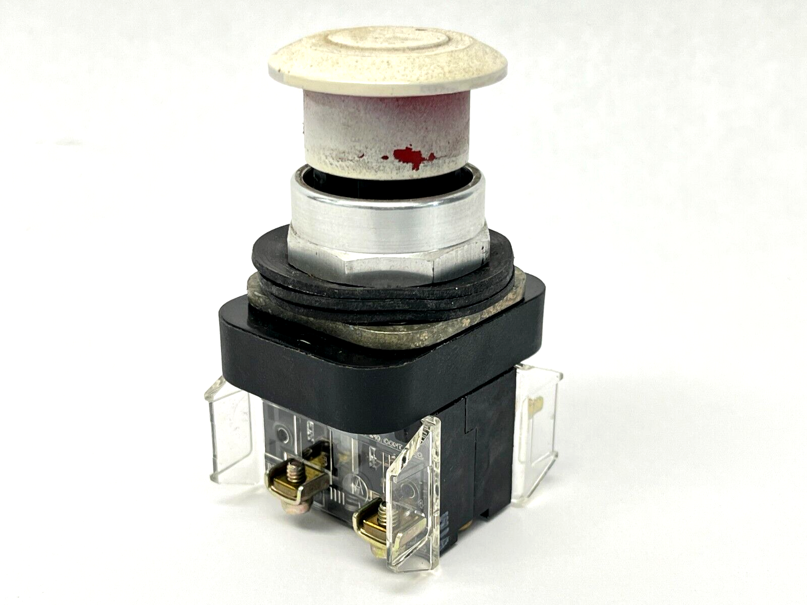 Allen Bradley 800T-FX1A1 Ser T Push-Pull Mushroom Pushbutton PAINTED WHITE - Maverick Industrial Sales