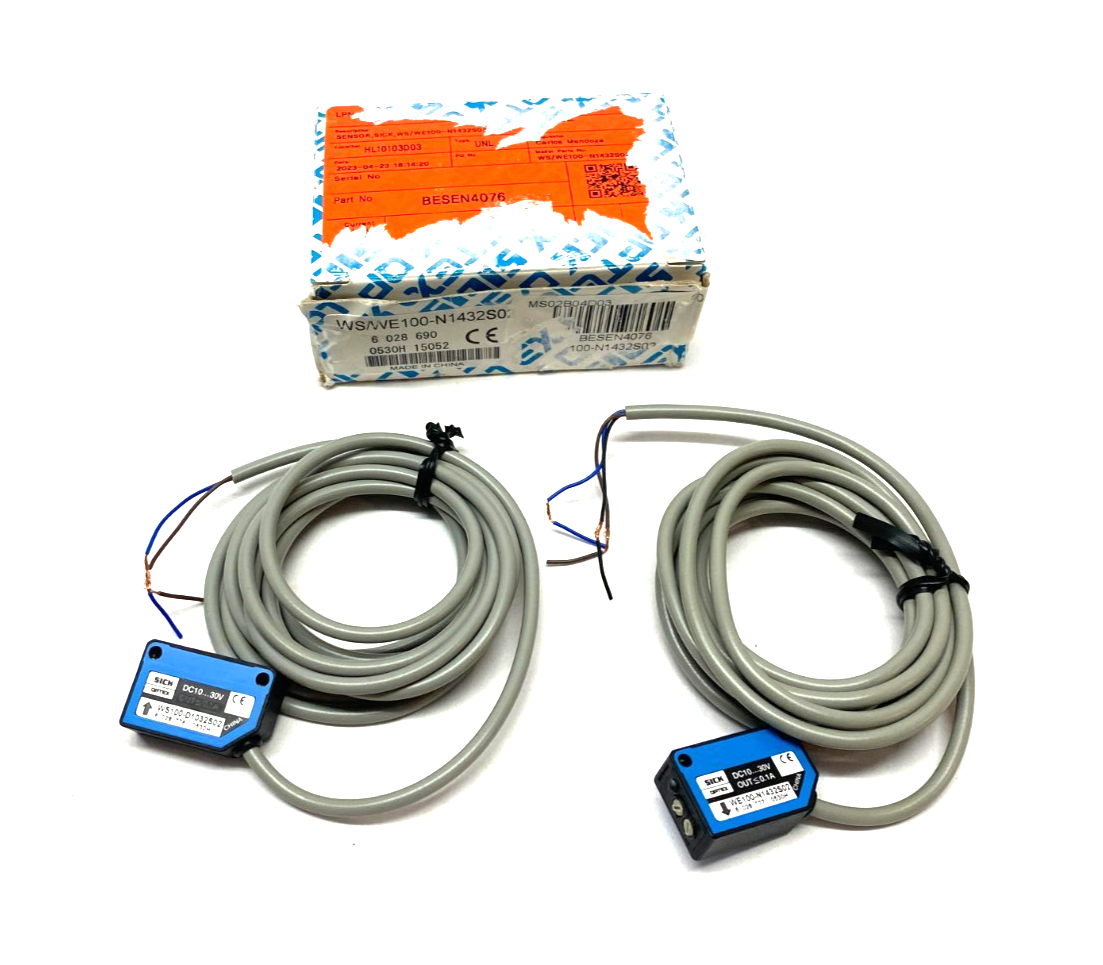 Sick WS/WE100-N1432S02 Through-Beam Photoelectric Sensor Set NPN 15m 6028690 - Maverick Industrial Sales