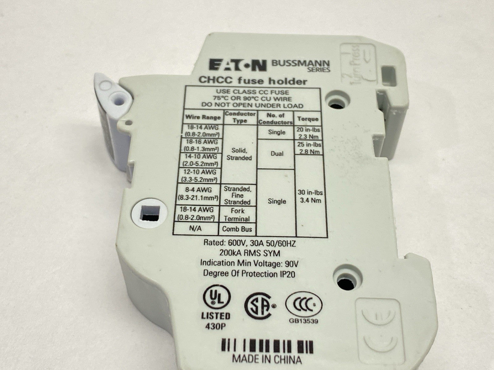 CHCC1DIU | Eaton Bussmann Modular Fuse Holder With Indicator 1P 30A - Used - Maverick Industrial Sales