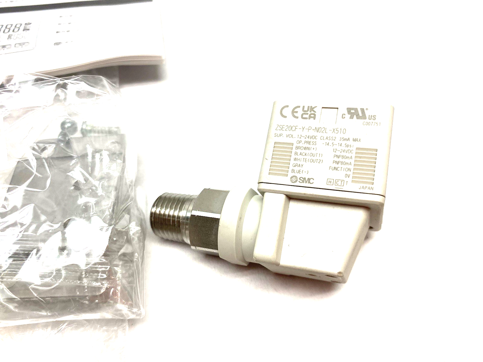 SMC ZSE20CF-Y-P-N02L-WA3-X510 High Precision Digital Pressure Switch 3-Screen - Maverick Industrial Sales