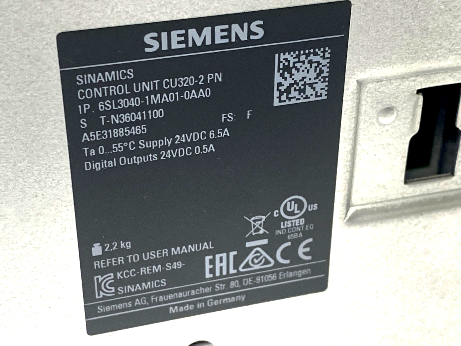 Siemens 6SL3040-1MA01-0AA0 SINAMICS Control Unit CU320-2 - Maverick Industrial Sales
