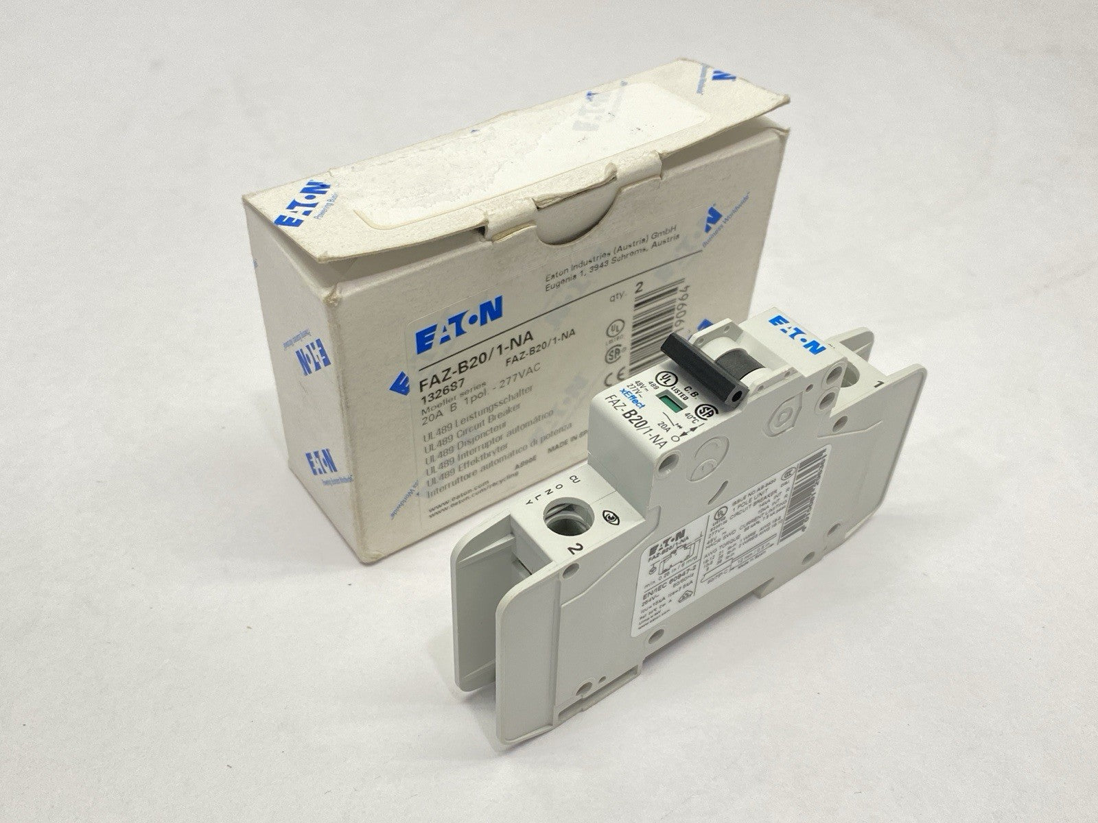 Eaton FAZ-B20/1-NA Circuit Breaker 1-Pole 20A 277VAC 132687 - Maverick Industrial Sales