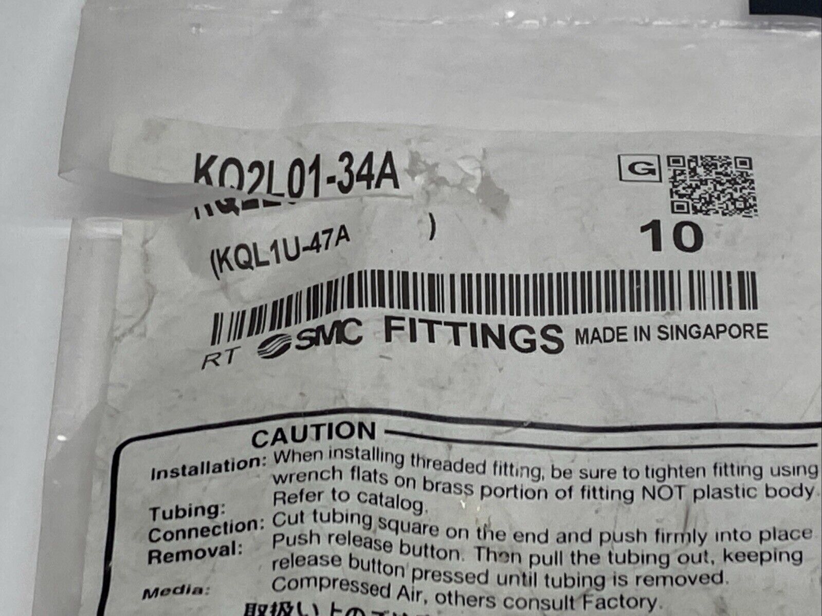 SMC KQ2L01-34A Elbow Fitting Male 1/8" OD Tube 1/8" NPT PKG OF 8 - Maverick Industrial Sales