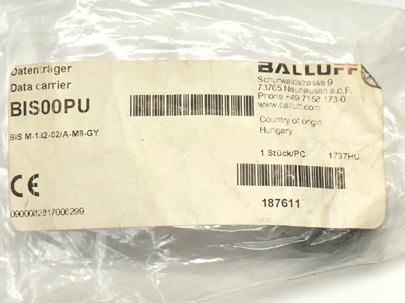 Balluff BIS00PU HF Data Carrier 13.56MHz BIS M-142-02/A-M8-GY - Maverick Industrial Sales