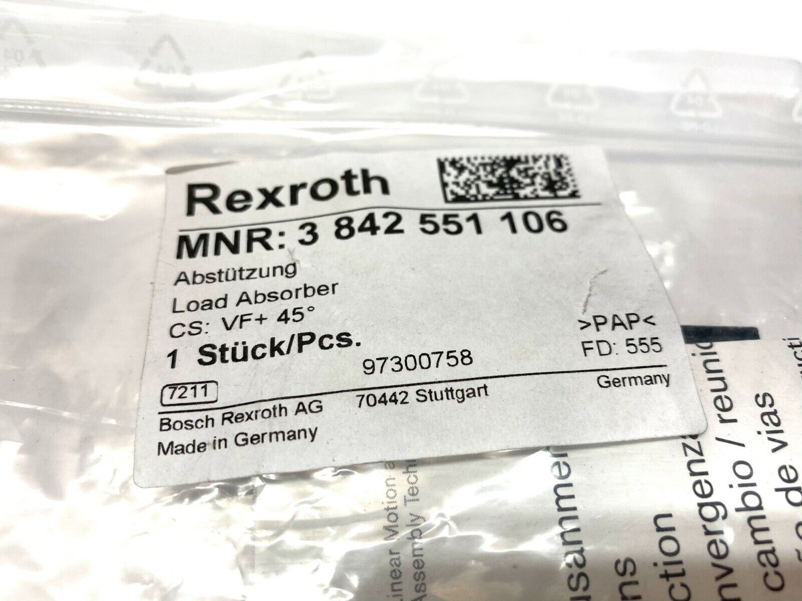 Bosch Rexroth 3842551106 Load Absorber VF Plus 45 Degree - Maverick Industrial Sales