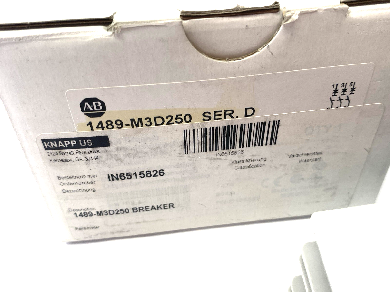 Allen Bradley 1489-M3D250 Ser. D Miniature Circuit Breaker 25A 3-Pole, D-Curve - Maverick Industrial Sales