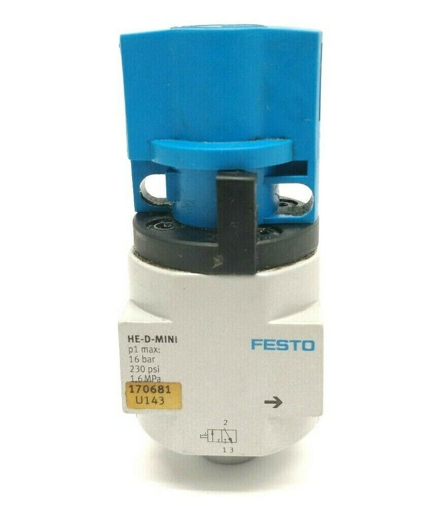 Festo HE-D-MINI Manual On-Off Valve 3 Port G 1/8" 0-1.6MPa 170681 - Maverick Industrial Sales