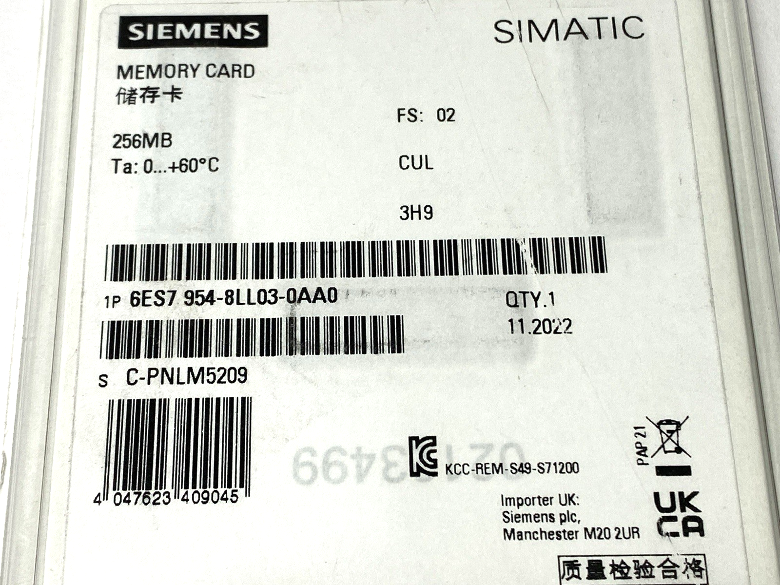 Siemens 6ES7954-8LL03-0AA0 SIMATIC S7 Memory Card 256MB - Maverick Industrial Sales