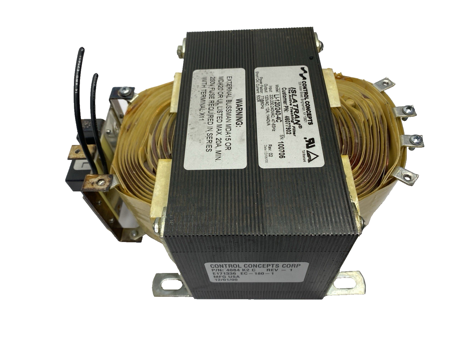 Control Concepts Islatran LI-120/240-4C Rev. 02 Transformer 120VAC - Maverick Industrial Sales