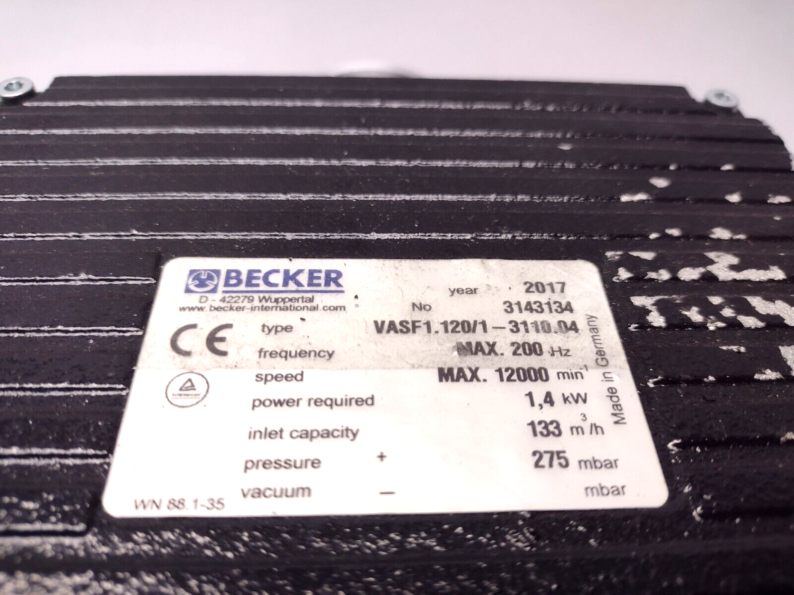 Becker E-001-97191000 / VASF1.120/1-3110.04 Vacuum Pump - Maverick Industrial Sales