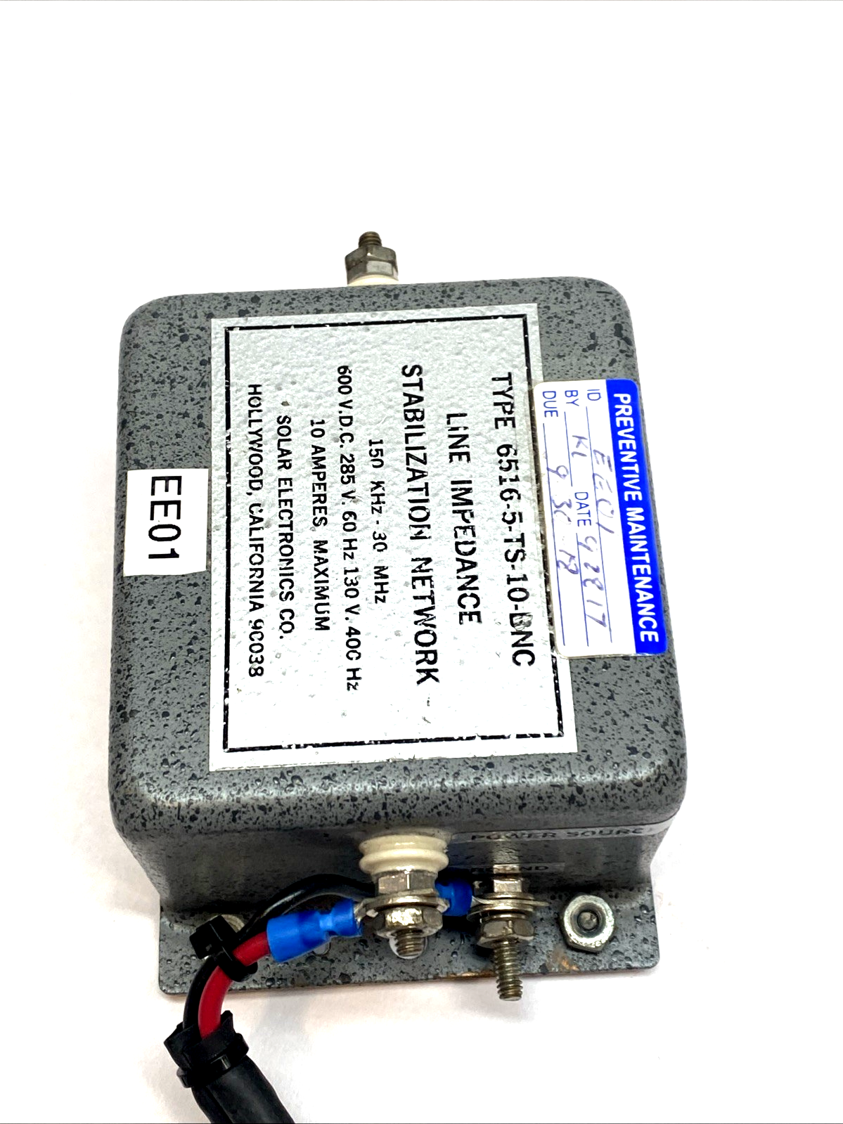 6516-5-TS-10-BNC | Solar Electronics LISN 5A Single-Phase 150 kHz-65 MHz BNC - Used - Maverick Industrial Sales