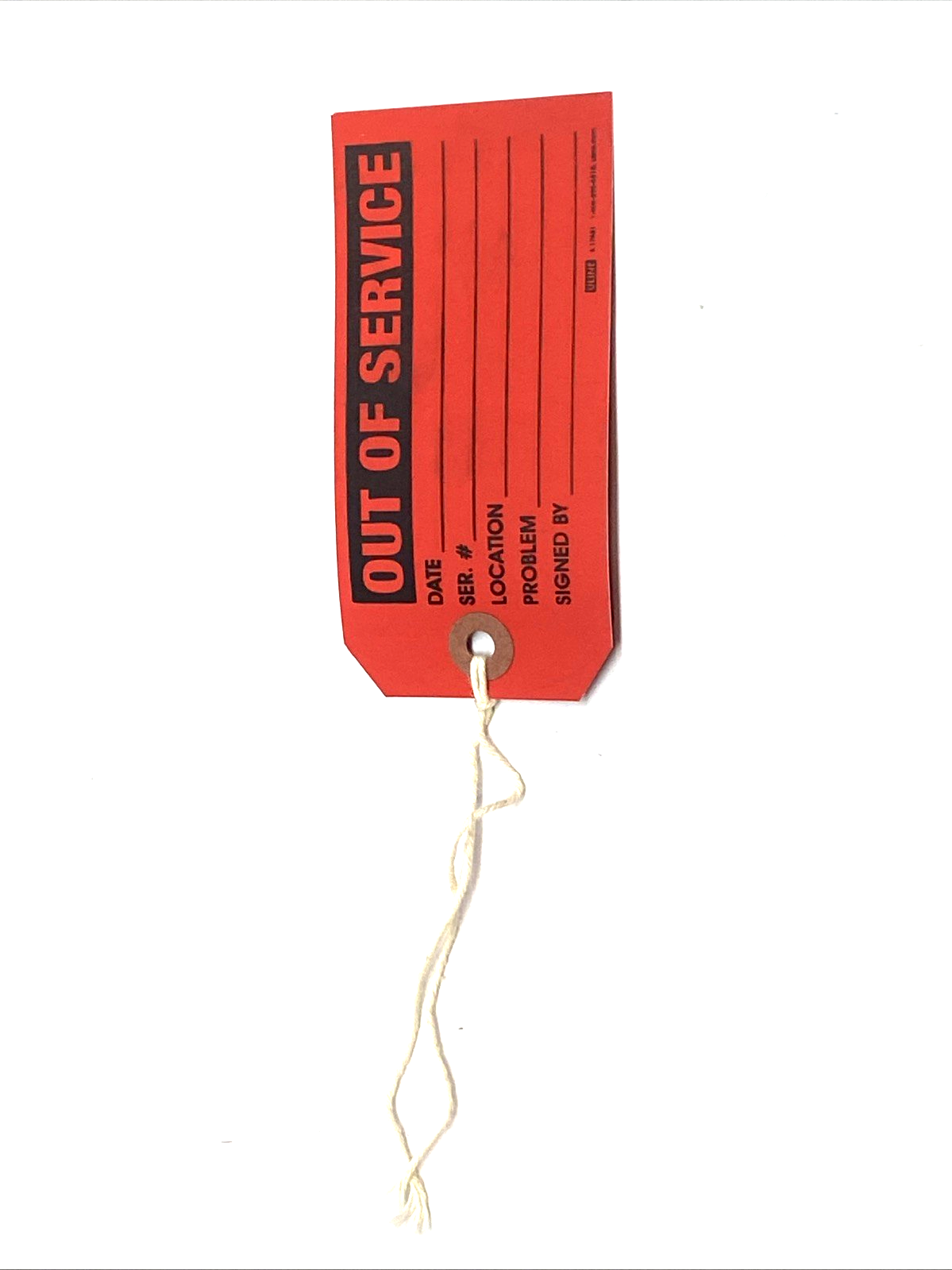S-17551PS | Uline “Out of Service” Inspection Tags Red Pre-Strung LOT OF 900 - New – Open box - Maverick Industrial Sales