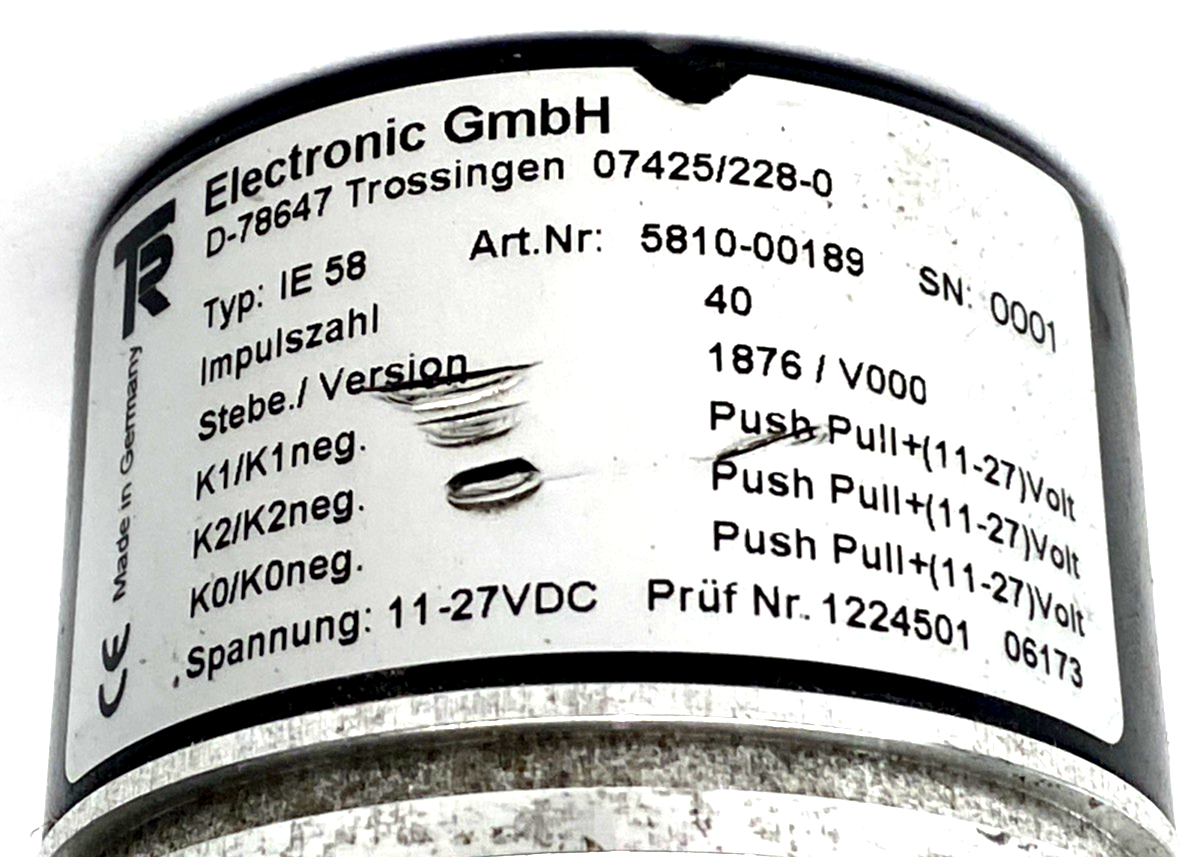 TR Electronic 5810-00189 Incremental Encoder, 40 Pulses 11-28V, 10mm Shaft - Maverick Industrial Sales
