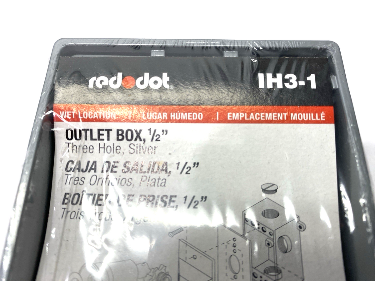 Red Dot IH3-1 Weatherproof Box 1/2", Three Hole, Silver, Aluminum, LOT OF 2 - Maverick Industrial Sales