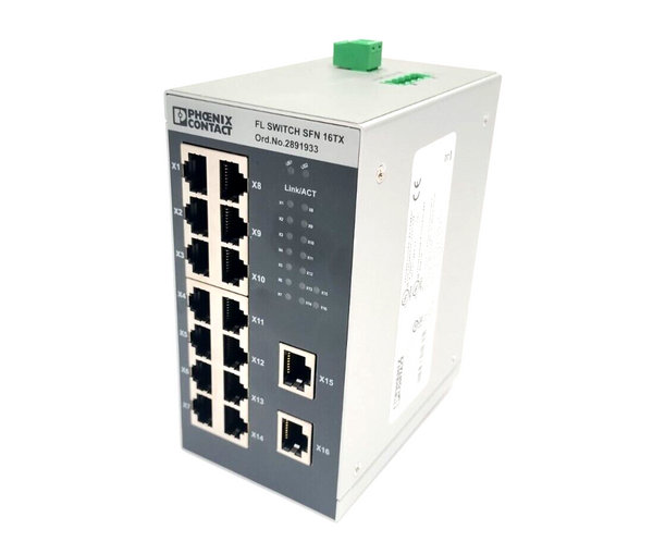 Phoenix Contact FL SWITCH SFN 16TX Industrial Ethernet Switch, RJ45, 2891933 - Maverick Industrial Sales