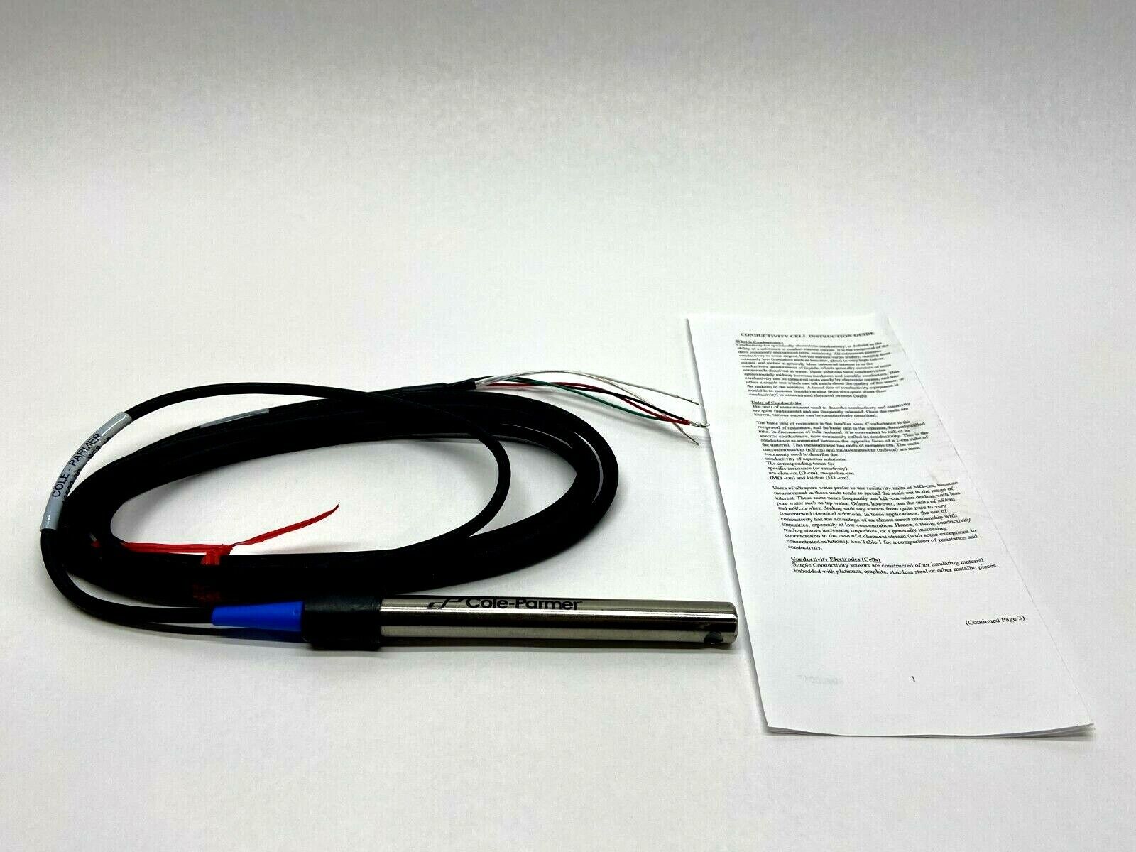 Cole Parmer 19500-08 Conductivity Cell K=1.0 SS Swage 100 Ohm Pt RTD ATC - New – Open box - Maverick Industrial Sales