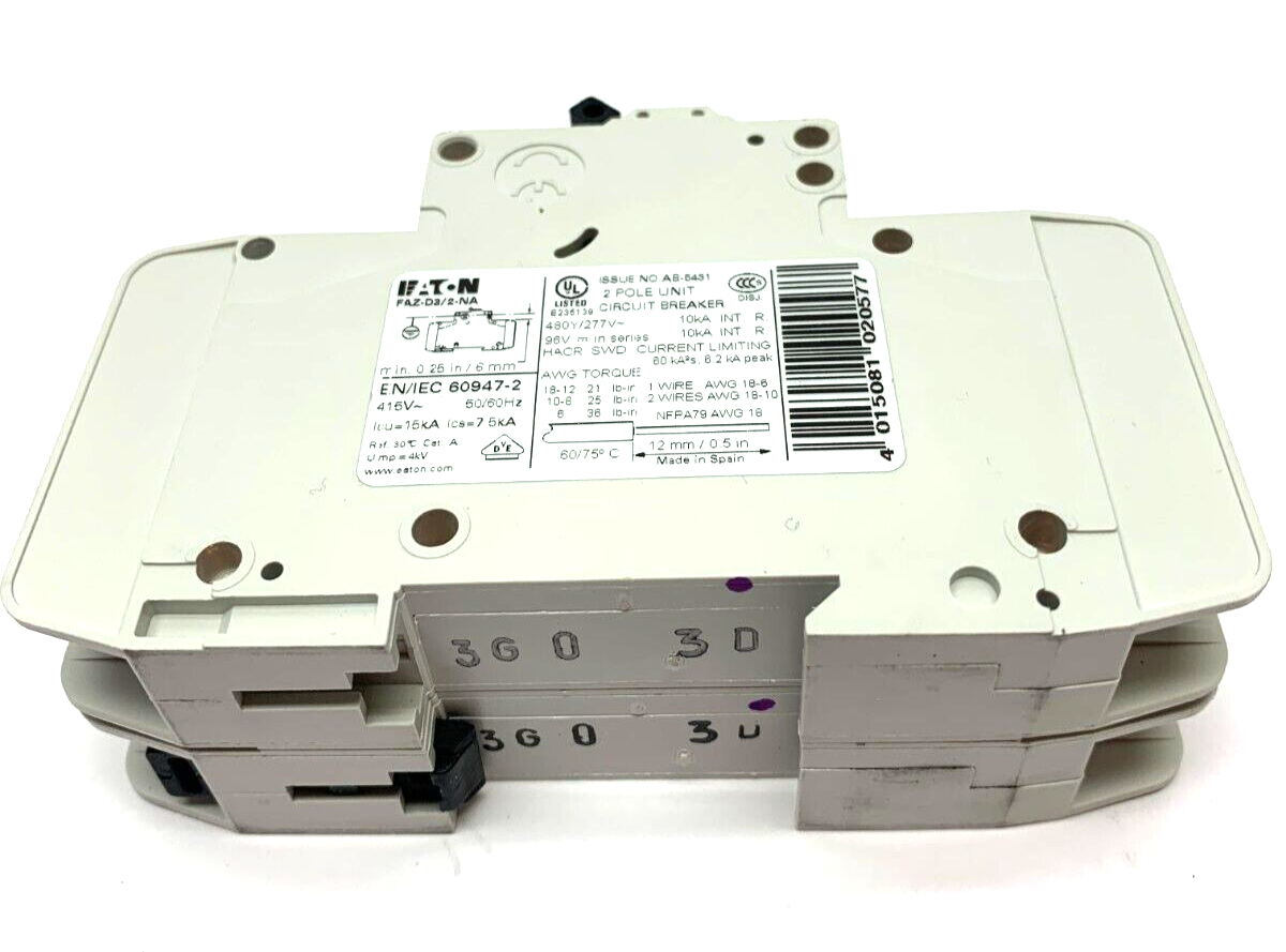 Eaton FAZ-D3/2-NA 2 Pole Circuit Breaker - Maverick Industrial Sales