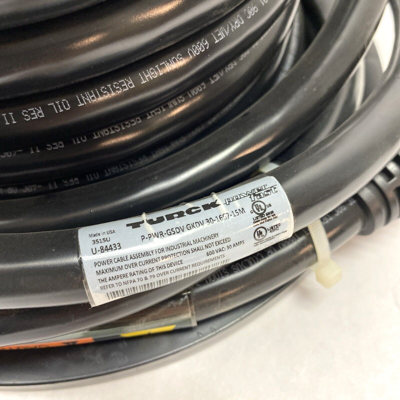 Turck P-PWR-GSDV GKDV 30-1667-15M PowerFast U-84433 Cable - Maverick Industrial Sales