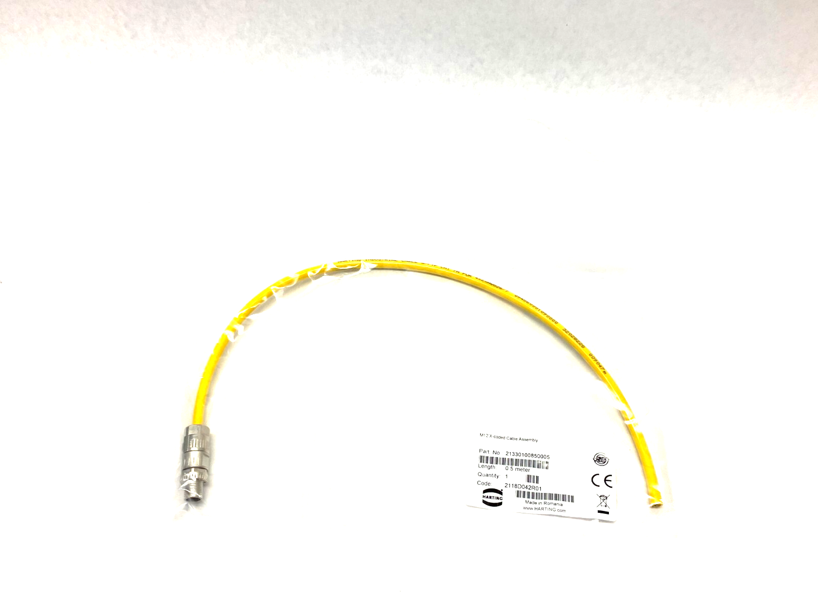 Harting 21330100850005 Cable Assembly Single Ended M12 X-Coded 0.5m - Maverick Industrial Sales
