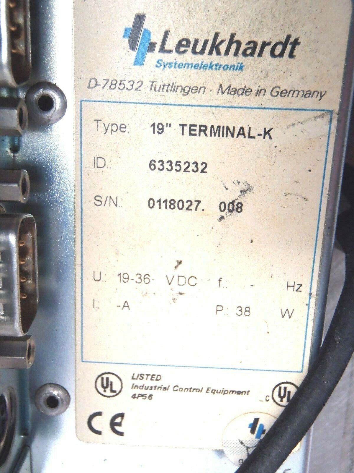 Leukhardt 6335232 Terminal-K VGA Interface Panel - Maverick Industrial Sales