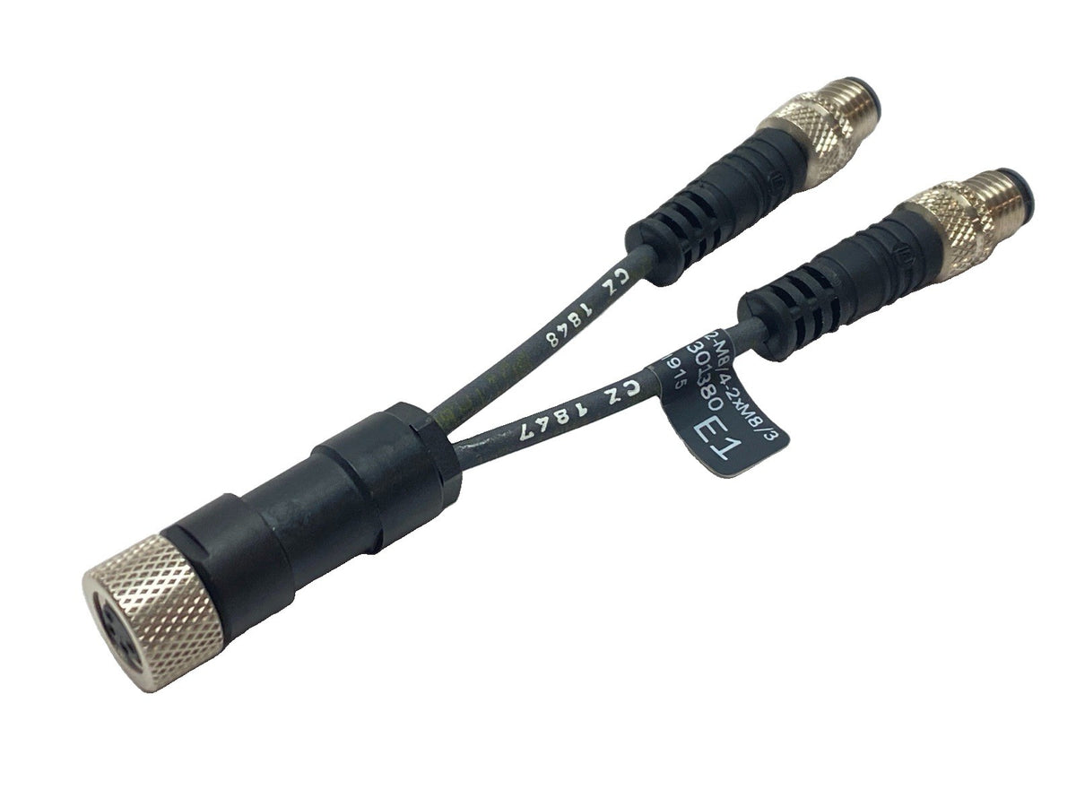 Schunk V2-M8/4-2xM8/3 Y-Splitter Connector F M8 4-Pin x 2x M M8 3-Pin 0301380 - Maverick Industrial Sales