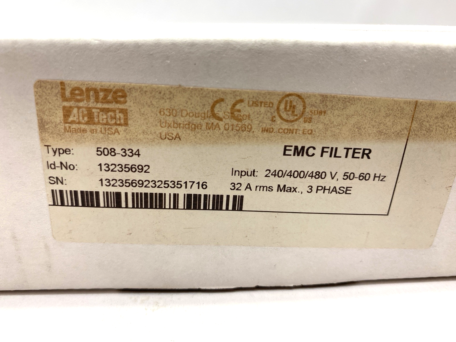 Lenze 508-334 EMC Filter 13235692 240/400/480 V 50-60 Hz 32 A 3PH - Maverick Industrial Sales